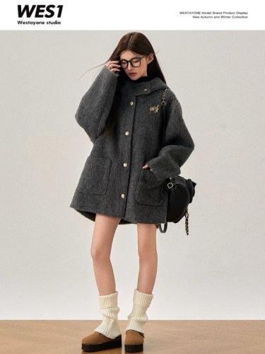 WESTAYONE new women's winter high-end wool coat and luxurious woolen coat