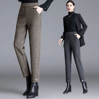 Woolen Harem Pants Women's Woolen Nine-Point Pants Loose High Waist Slimming Small Feet Straight Leg Tailor-made Pants