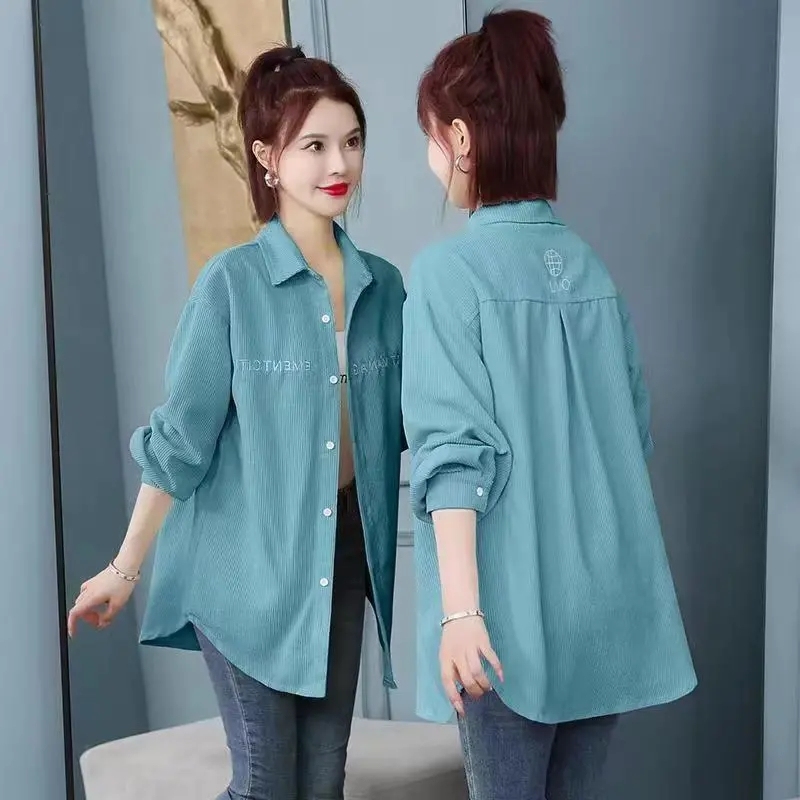 Spring and Autumn New Women's Long Sleeve Shirt Jacket Fashionable Western Shirt Large Size Top Fashionable Age Reduction