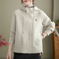 Lazy style hooded sweatshirt jacket for women in autumn loose autumn and winter new niche long-sleeved zipper top