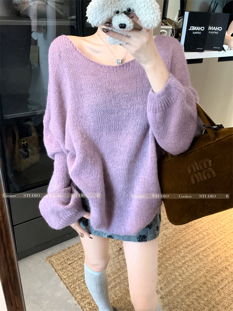 Hand-painted Knit Sweater Korean Style Loose Top for Women