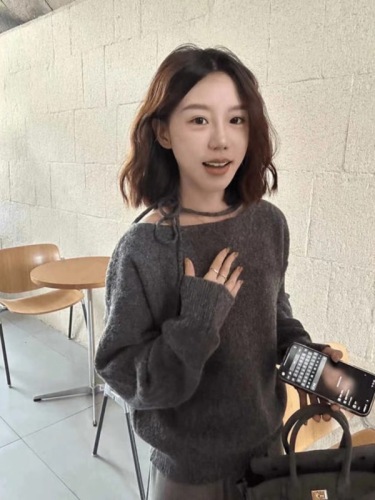 Korean Style Gentle Cashmere Sweater for Women 2024 New Arrival Loose Lazy Style Soft Round Neck Trendy Knit Top