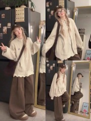 Korean style lazy style outer sweater jacket for women in autumn small loose and slim knitted zipper cardigan top trendy