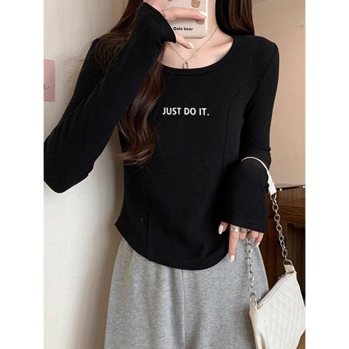 Official photo: Threaded velvet bottoming shirt for women, autumn and winter velvet thickened long-sleeved T-shirt, double-sided brushed