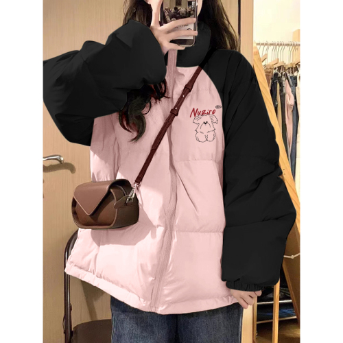 High-quality hand-stuffed cotton thickened winter new loose raglan sleeves color-blocked printed cotton coats and bread coats for women