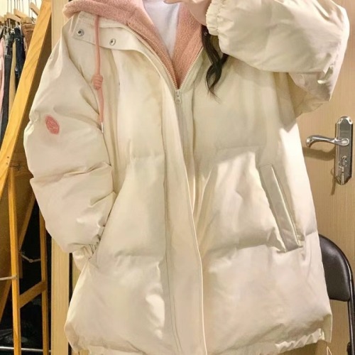 Actual shot of 2024 new short down jacket, fake two-piece student thickened versatile loose bread jacket for women