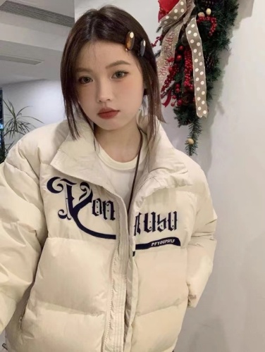 Official picture American trendy brand short letter printed cotton coat jacket for women winter thickened student cotton coat cotton jacket