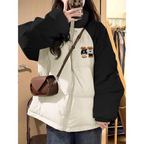 High-quality hand-stuffed cotton thickened winter new loose raglan sleeves color-blocked printed cotton coats and bread coats for women