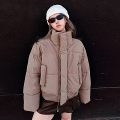 New cotton-padded jacket for women in winter, American high-street trendy brand, handsome cotton-padded jacket, short stand-up collar, loose bread suit for couples