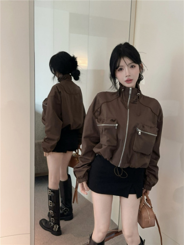 Actual shot~ Designed sweet and cool workwear short jacket for women in autumn new street hooded casual versatile jacket