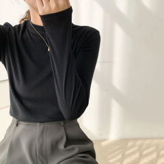 Small stand-up collar T-shirt women's inner wear outer top new versatile solid color Korean version slimming bottoming T-shirt