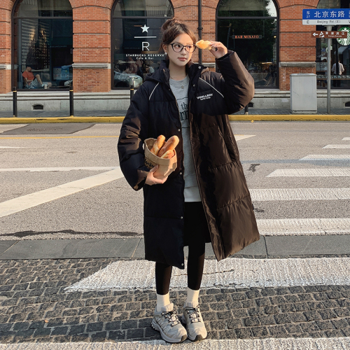 Actual shot of Korean style mid-length over-the-knee thickened loose fashionable Hong Kong style down jacket bread coat ins cotton jacket for women