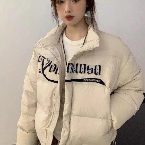 Official picture American trendy brand short letter printed cotton coat jacket for women winter thickened student cotton coat cotton jacket