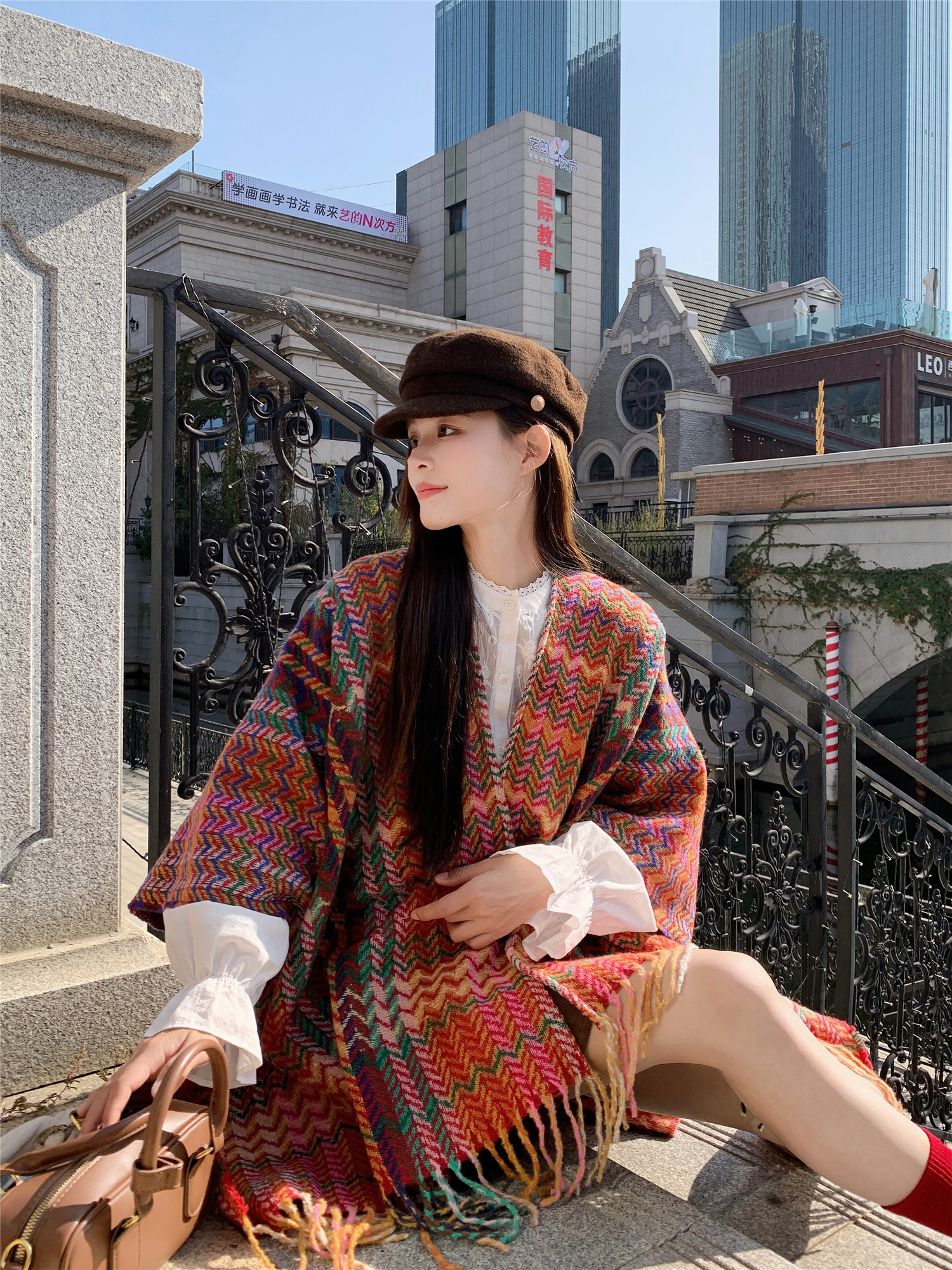 Real shot ~ Ethnic style design cloak shawl 2024 autumn and winter design coat cloak