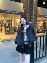 Autumn atmosphere design casual and versatile hooded sweatshirt short jacket