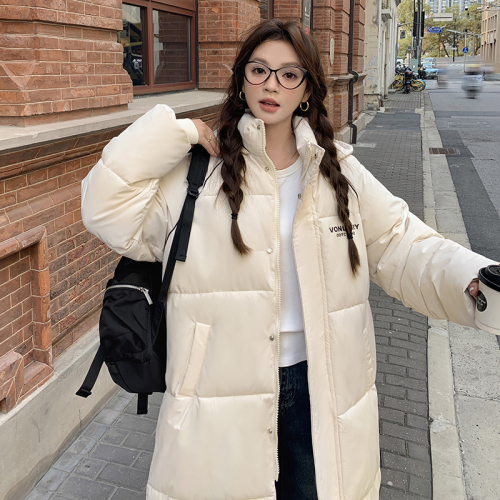 Actual shot of Korean style mid-length over-the-knee thickened loose fashionable Hong Kong style down jacket bread coat ins cotton jacket for women