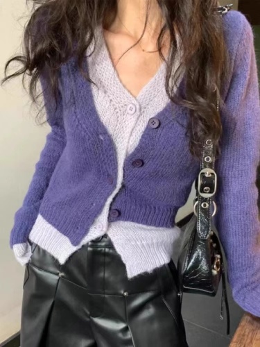 2024 spring and summer new vest simple solid color halter neck T-shirt super slim tight hot girl half turtleneck knitted top