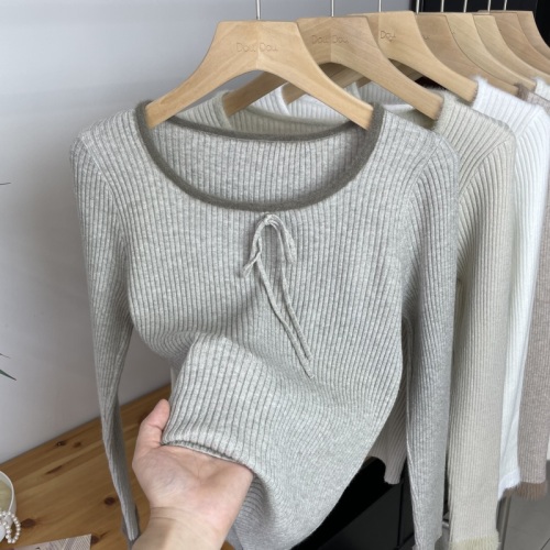 Korean strappy sweater bottoming shirt for women long-sleeved sweater 2024 autumn and winter new top