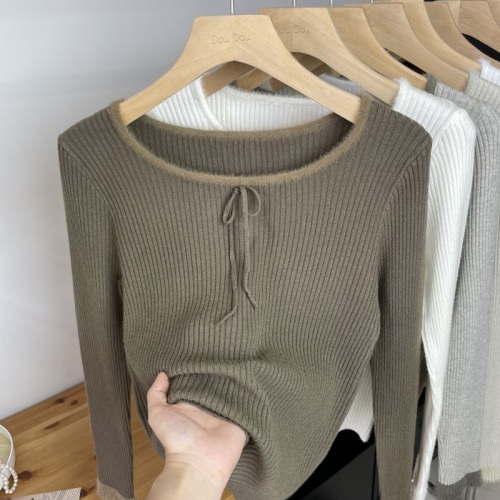 Korean strappy sweater bottoming shirt for women long-sleeved sweater 2024 autumn and winter new top