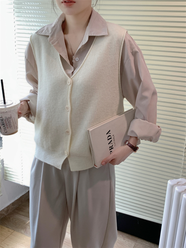 2024 Autumn Women's Cardigan Women's Sweater Knitted Vest Women's Vest Shirt Layered Outerwear Winter