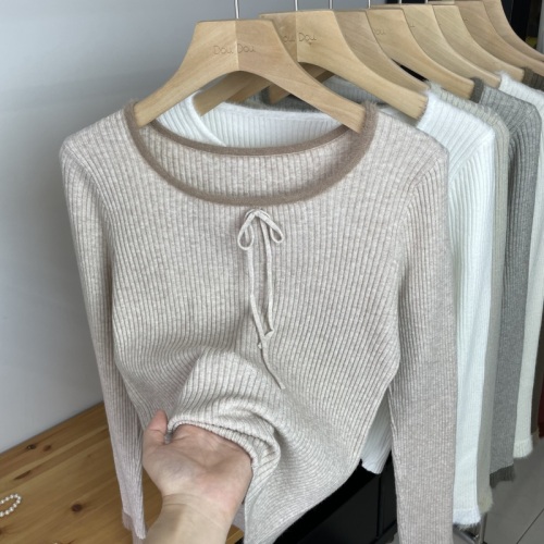 Korean strappy sweater bottoming shirt for women long-sleeved sweater 2024 autumn and winter new top