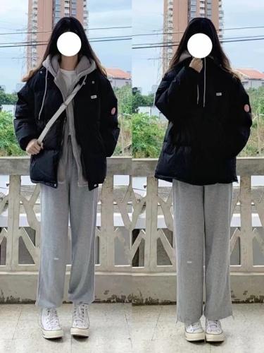 Actual shot of 2024 new short down jacket, fake two-piece student thickened versatile loose bread jacket for women