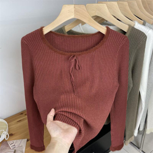 Korean strappy sweater bottoming shirt for women long-sleeved sweater 2024 autumn and winter new top