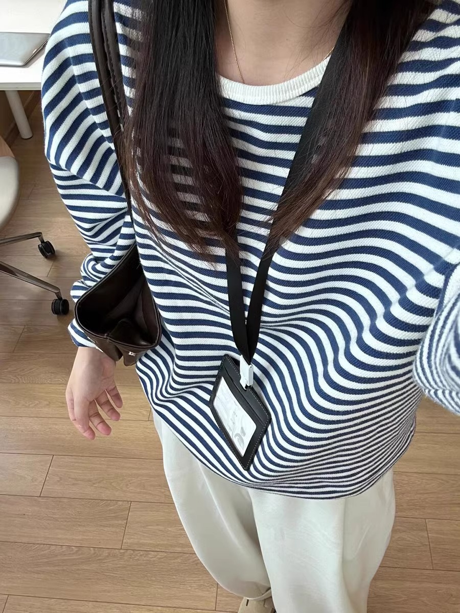 Women's Spring and Autumn Loose Oversize Original Hostel Style Retro Striped Hoodie, Chic Urban Fashion College Casual Versatile Jacket