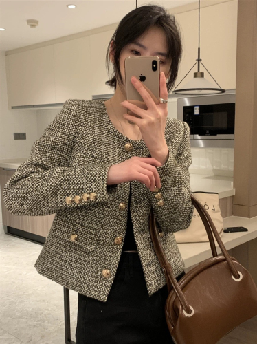 Xiaoxiangfeng celebrity temperament gold button jacket women 2024 new style retro fashion all-match tops