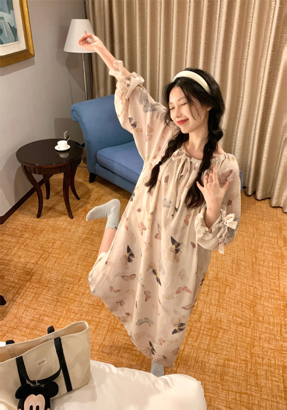 Maillard Butterfly retro comfortable loungewear nightgown