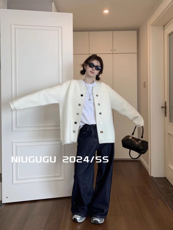NIUGUGU 高級感氣質軟糯拉鏈針織外套女早秋寬鬆百搭休閒長袖上衣
