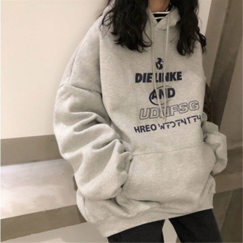 Salt style velvet thickened sweatshirt for women autumn and winter vintage loose Korean style hooded lazy jacket trendy ins top