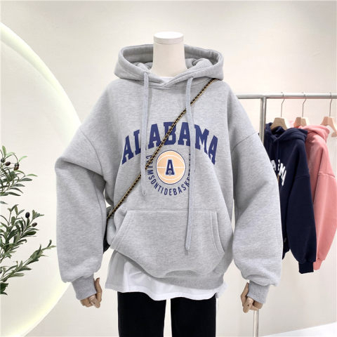 Autumn and winter velvet sweatshirt for women Korean style trendy student loose lazy style long-sleeved ins thickened top hooded jacket cec