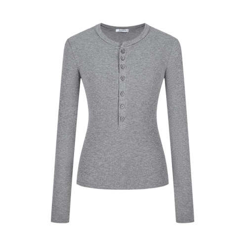 American half open collar right shoulder mid-sleeve T-shirt for women 2024 new hot girl chic slim fit top