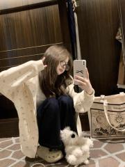 Cream brand girly bow floral air layer hooded sweatshirt women's new autumn jacket