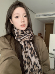 實拍價 方圓同款設計性感豹紋印花包頭圍巾絲巾披肩