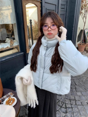 Breaded cotton coat, winter fried chicken, thick stand-up collar cotton coat, short coat, cute warm cotton coat for women