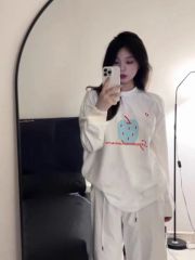 Heavyweight American white T-shirt long-sleeved men and women spring and autumn new hot style loose and versatile lazy style tops