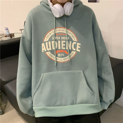 Women's velvet sweatshirt autumn and winter Korean style loose hooded long-sleeved versatile student jacket