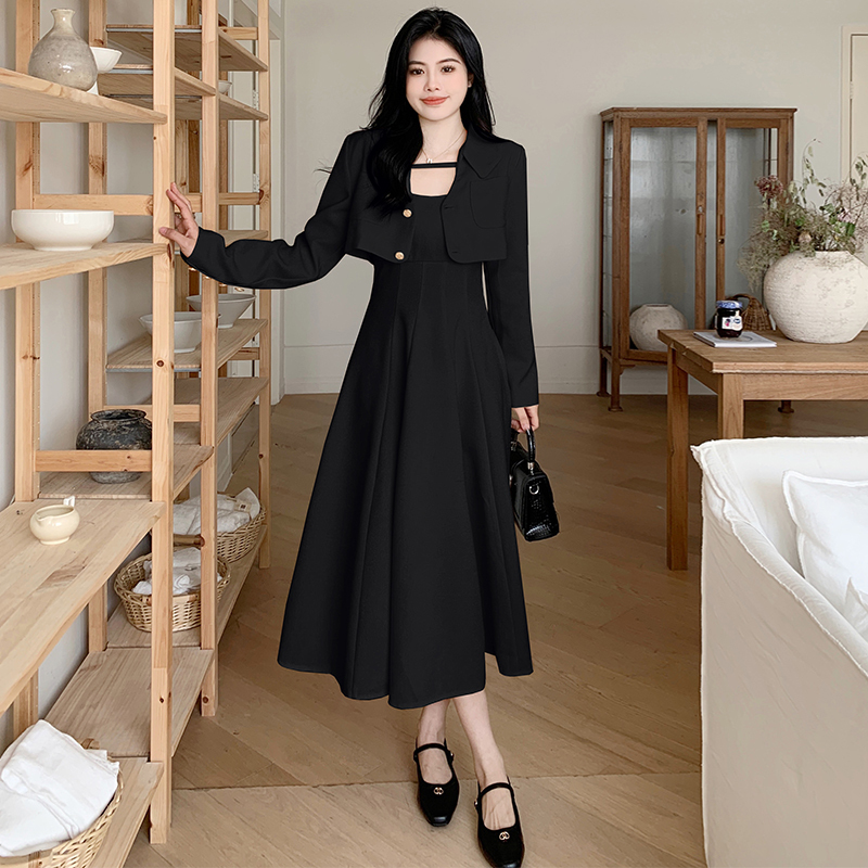 Large size French retro college style suit two-piece dress women's suit light luxury fashion autumn