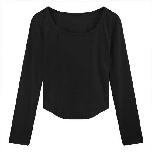 DeRong long-sleeved T-shirt for women in autumn and winter, warm brushed inner layer, short bottoming shirt, slim fit