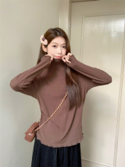 Half turtleneck German velvet bottoming shirt for women in autumn and winter with one-piece velvet long-sleeved fungus top