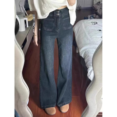 S-5XL Plus Straight Leg Jeans for Women 2024 Autumn Pear Shape Loose High-Waist Slim Straight Leg Pants