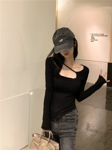 T-shirt women's irregular slim long-sleeved inner layered shirt autumn new design top