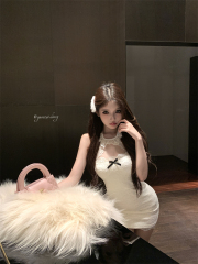 Real shot pure desire lace top dress with a skirt, slimming short style elegant ruffled princess undergarment 