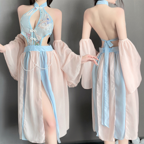 Real shot of sexy lingerie, hot temptation, pure desire, perspective, ancient costume, retro Hanfu cheongsam