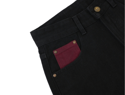 Women's 2024 Autumn Loose Black and Red Contrast Color High-Waisted Wide Leg Straight Leg Jeans