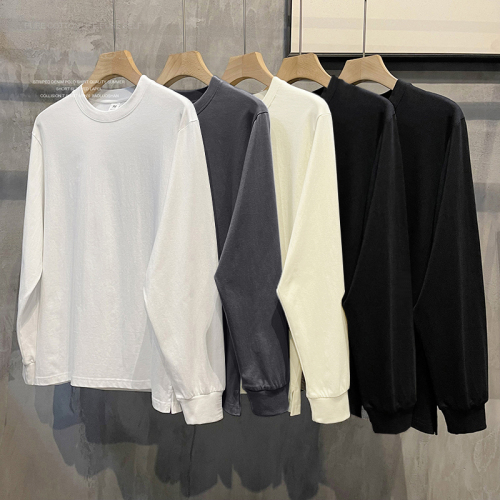 丨 230g 100% cotton combed compact siro spinning 丨 Drop shoulder drawstring long sleeves screw hem slit solid color T-shirt