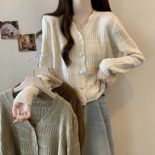 Xiaoxiangfeng knitted cardigan sweater for women spring and autumn new large size fat girl slimming high-end design top