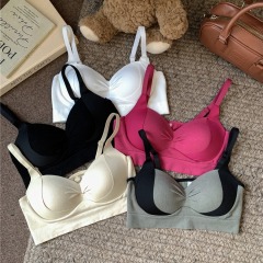 Real shot~Sexy pleated one-cup push-up seamless beautiful back suspender top girl's bottoming underwear